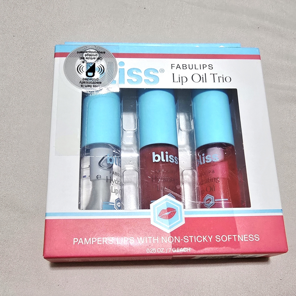 NEW! Bliss Fabulips Lip Oil Trio 3 X 7 g